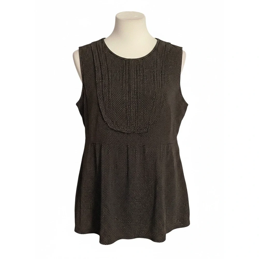J. Crew Womens Silk Polka Dot Sleeveless Bib Front Blouse Black White Size‎ 0